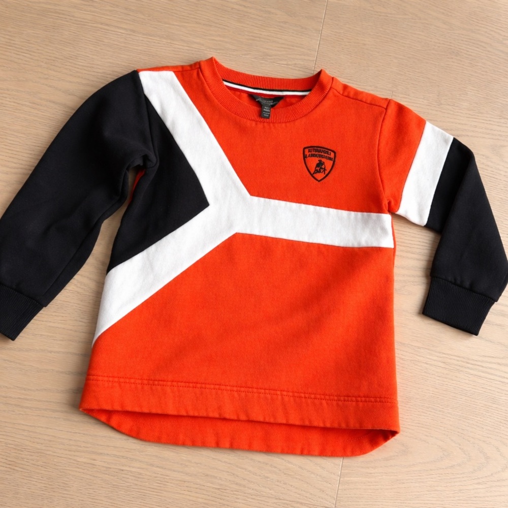 Authentic Lamborghini Kids Sweatshirt 7-8Y | Orange Colorblock EUC